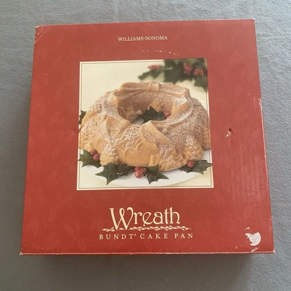 Williams Sonoma Nordic Ware Christmas Wreath Cast Aluminum Bundt Cake Pan In Box